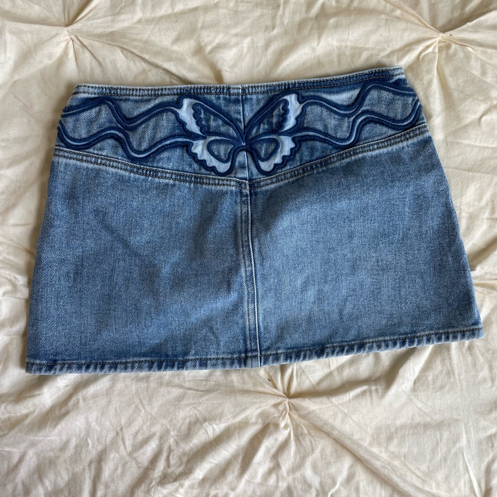 pacsun butterfly micro mini denim skirt